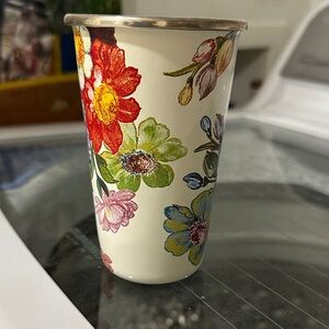 MacKenzie-Childs Floral Tumbler with Silver Rim